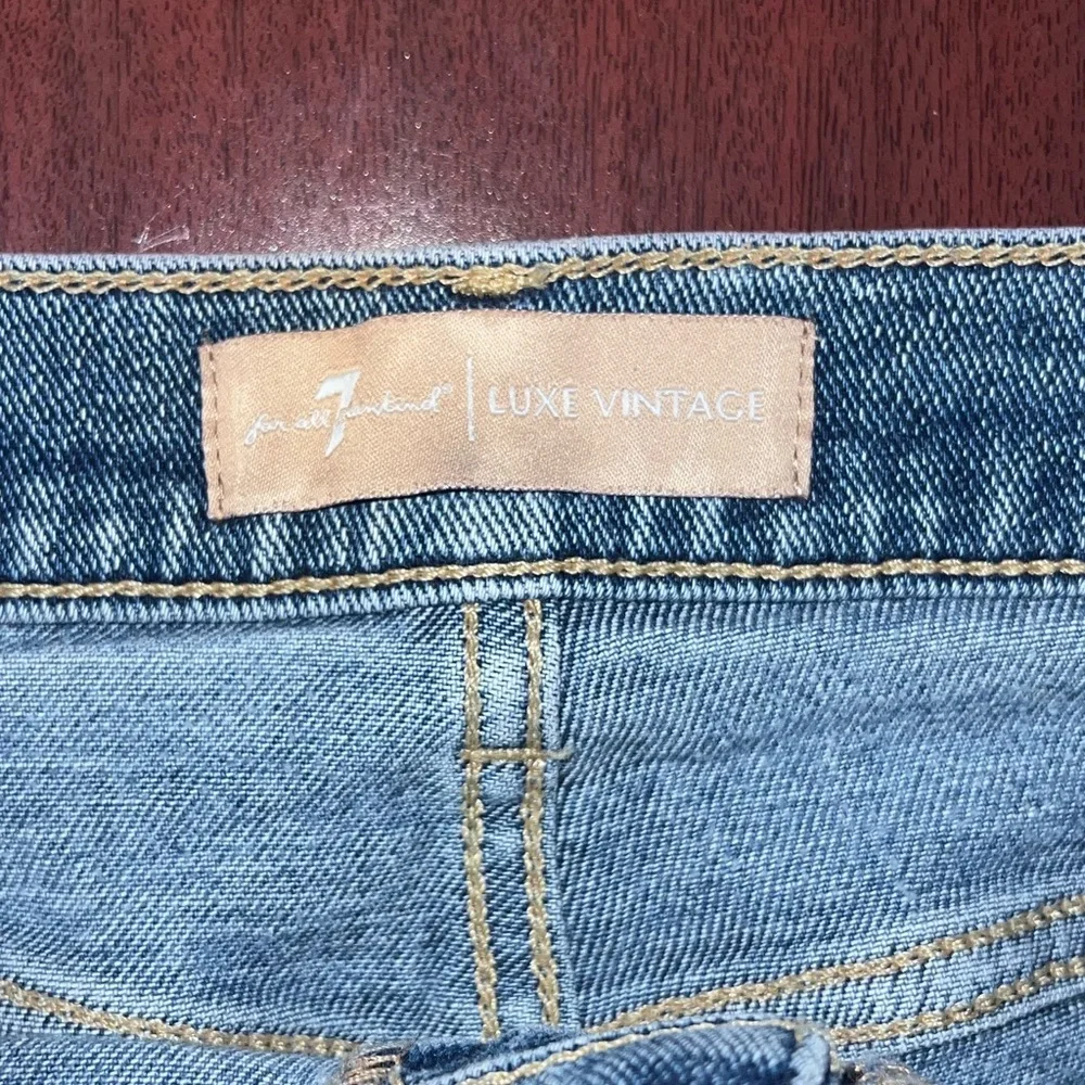 7 For All Mankind Blue Denim Mini Skirt - Picture 2 of 4